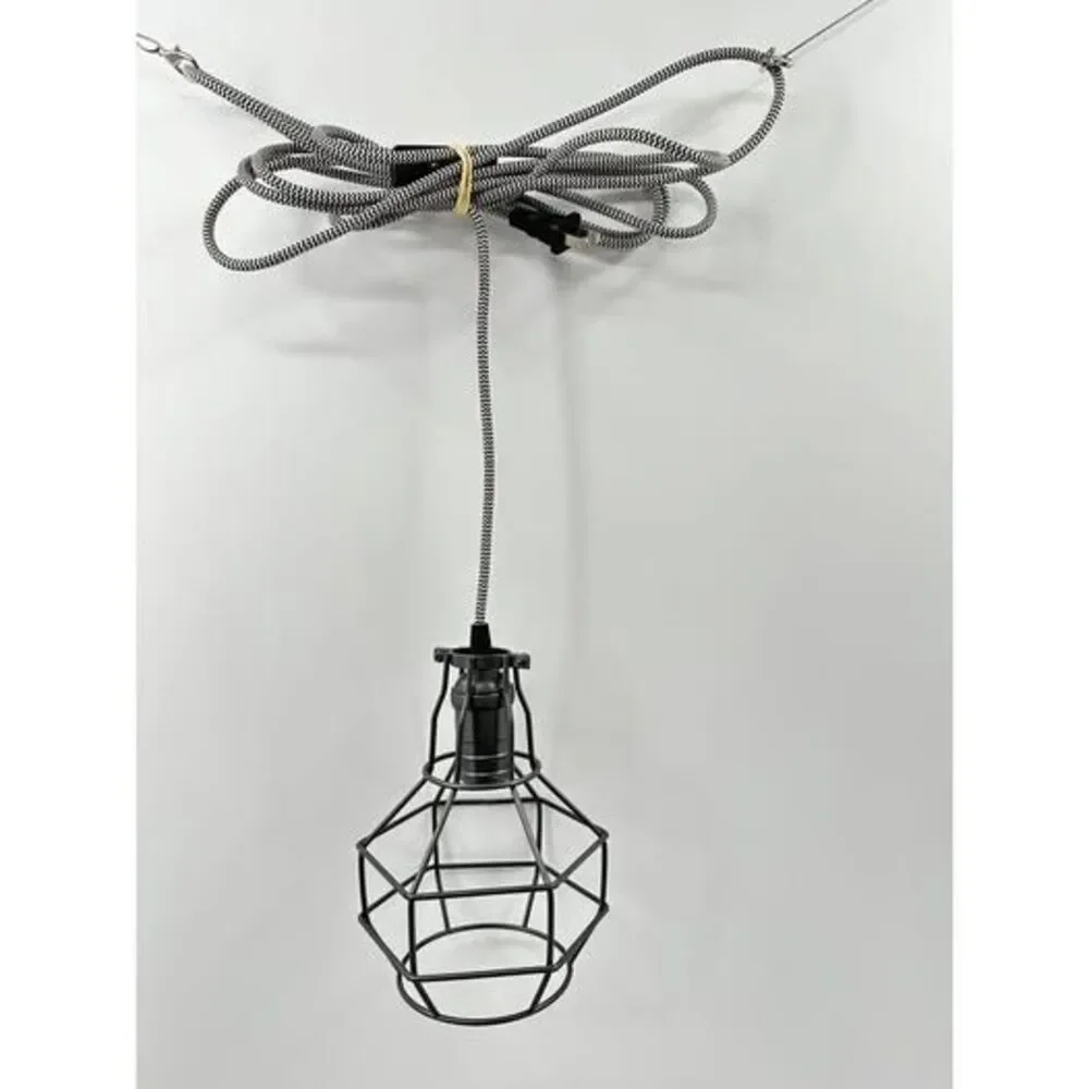 Extention Cord Single Bulb Wire Lamp With Industrial Cage 12 Feet (B-1)